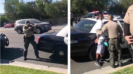 警察|美国几名黑人男孩被人持刀威胁，警察赶到后竟举枪对准黑人男孩