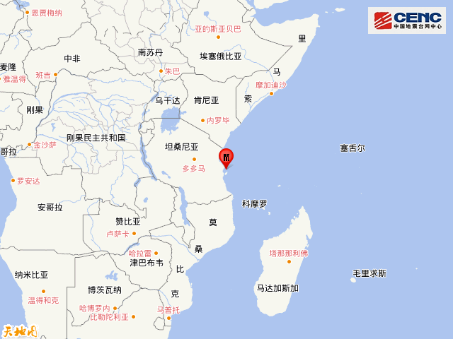 地震|坦桑尼亚附近海域发生5.9级地震