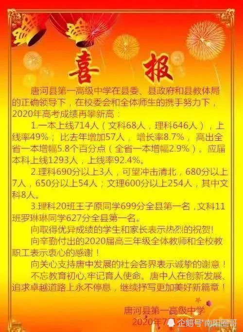 南阳八中:321桐柏一中:443南召一中:608社旗一中:632唐河一中:714南阳