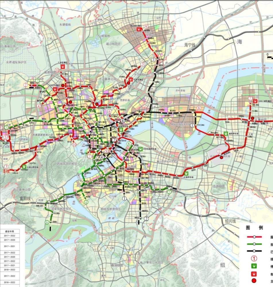 建设规划(2017～2022)规划到2025年杭州将建成10条线路总长度突破423