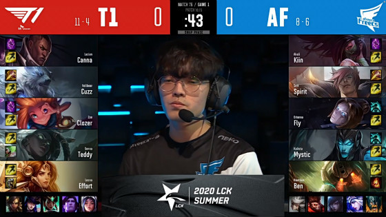 LCK夏季赛比分：T1战队Clozer帮助队伍2:0战胜了AF