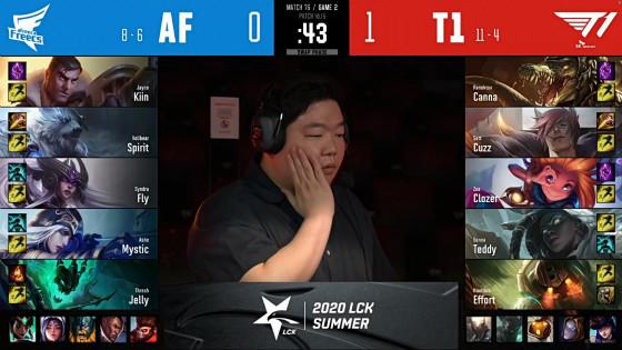 LCK夏季赛比分：T1战队Clozer帮助队伍2:0战胜了AF