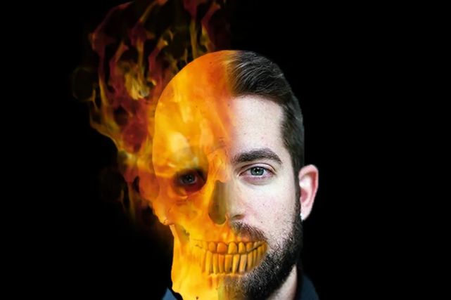 用ps变身一半骷髅一半人头