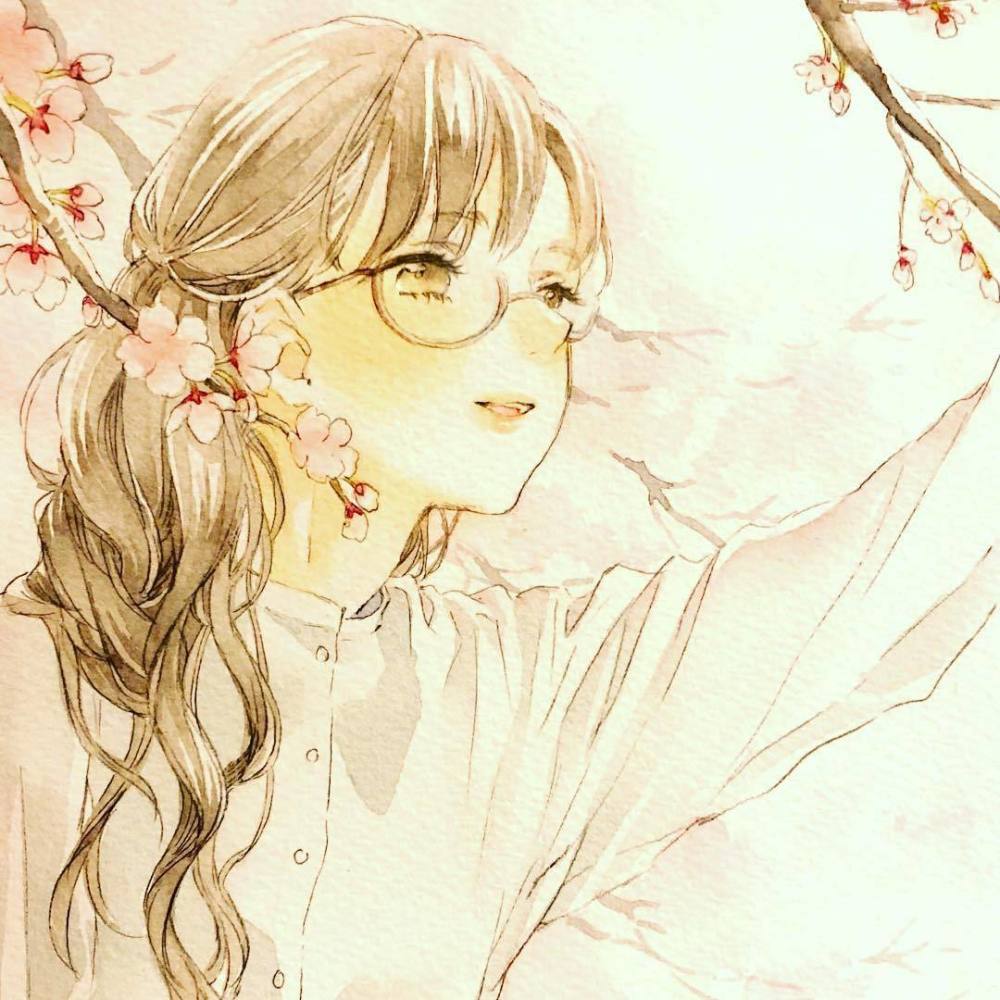 温婉美丽的和风少女水彩插画各种造型无不俏美可人生动多姿