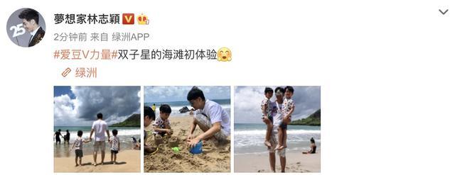林志颖|林志颖晒4岁双胞胎儿子沙滩初体验，轻松抱起双子星爸爸力max