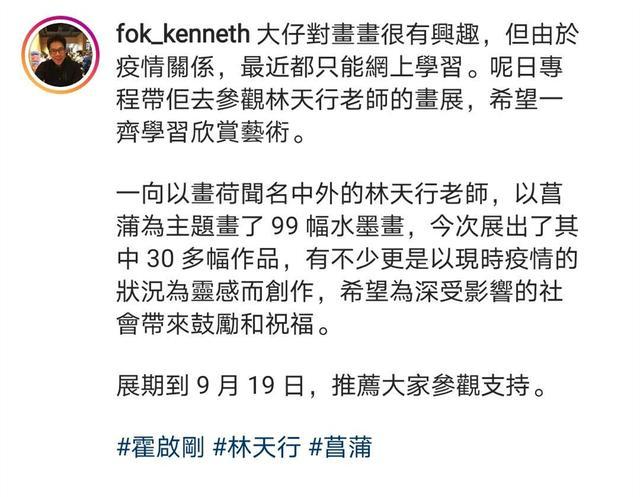 霍启刚|霍启刚6岁儿子长大了！与爸爸看画展眉眼清秀，自己带饭勤俭节约