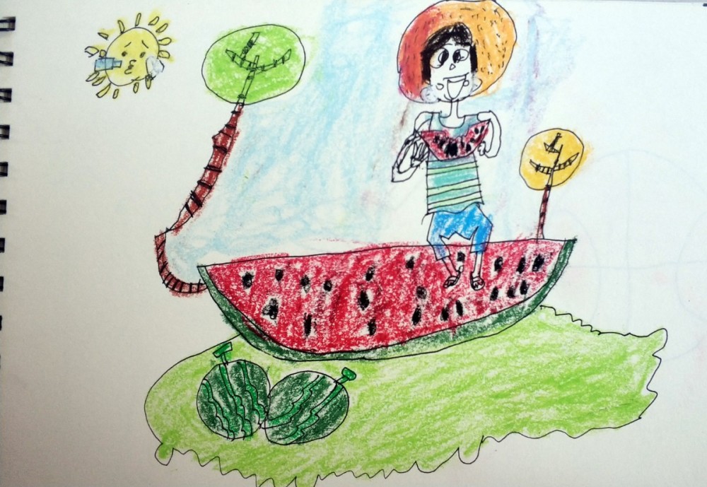 美术|少儿美术“会想”和“会画”哪个更重要？以“吃西瓜”为例