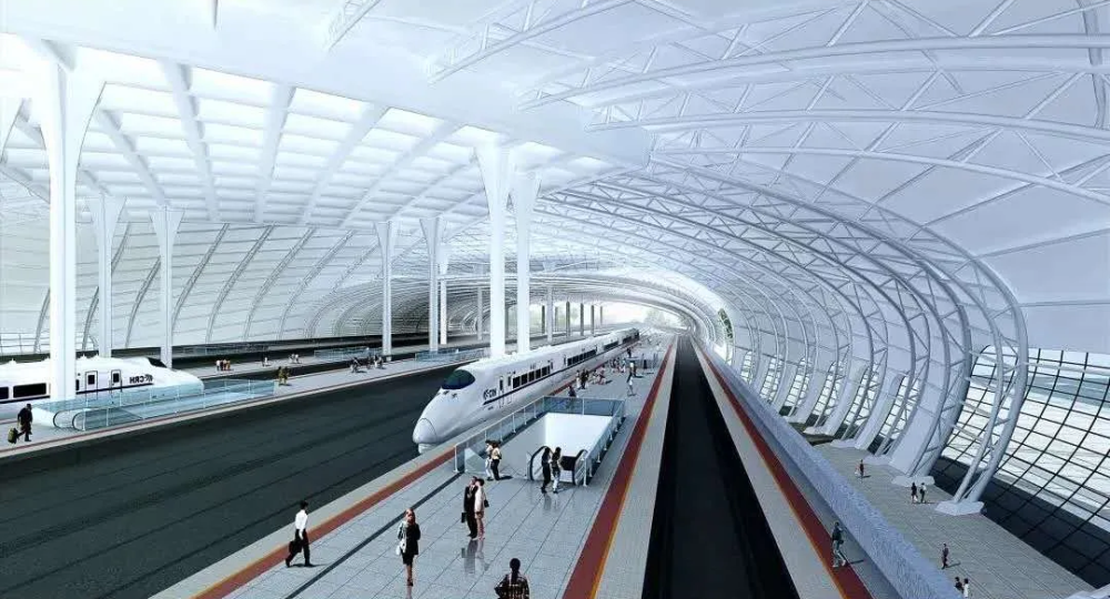 集铁路轨道航空高速公路等于一体未来的金义枢纽站