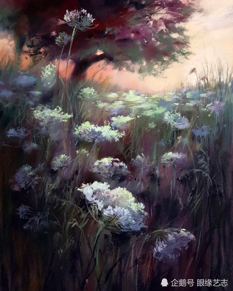 画家|色粉知己：朦胧的花，静谧的景，不同画家笔下的色粉自然