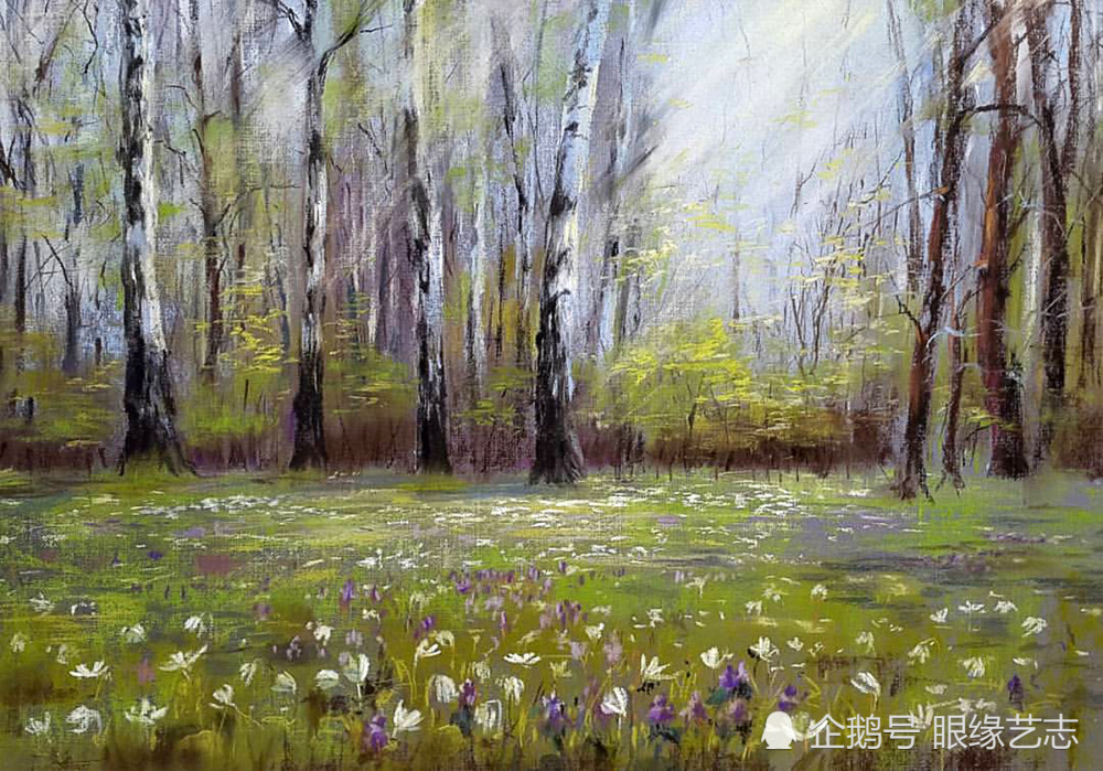 画家|色粉知己：朦胧的花，静谧的景，不同画家笔下的色粉自然