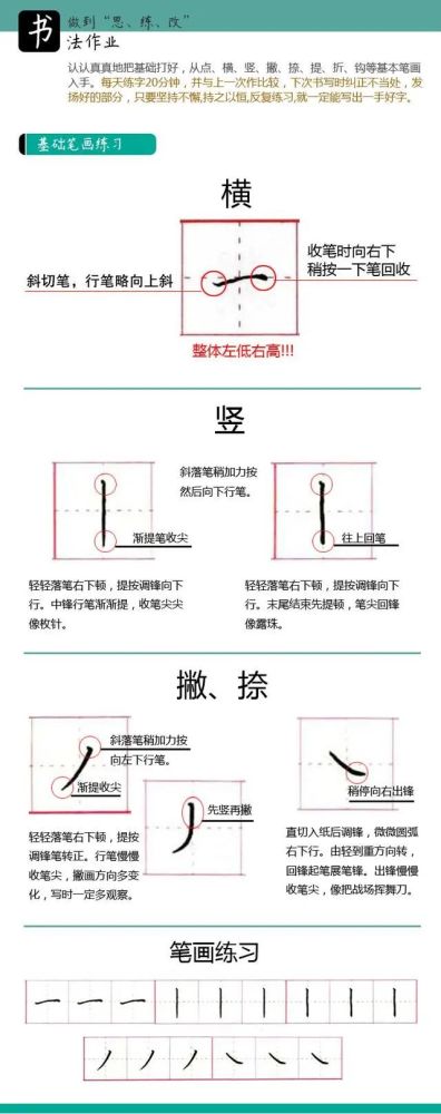 硬筆書法基礎詳解橫豎撇捺