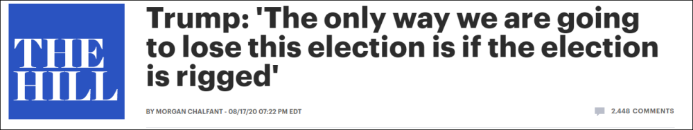 特朗普|特朗普：我大选会输只有一种可能，那就是选举被操控了