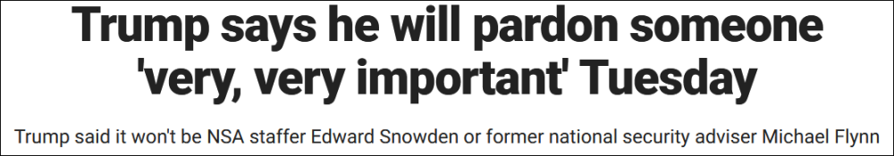特朗普|特朗普透露：即将赦免一个非常重要的人，但不是这二人