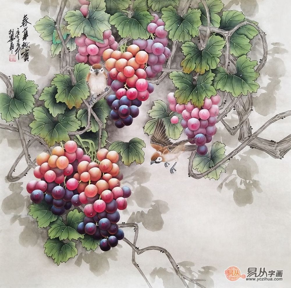 国画|名家国画葡萄精品图 羽墨经典构图欣赏