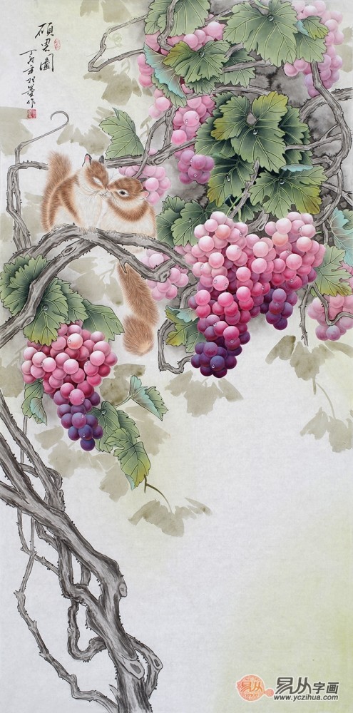 国画|名家国画葡萄精品图 羽墨经典构图欣赏