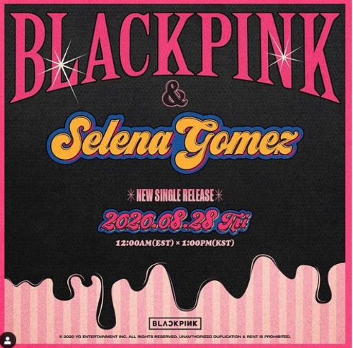 blackpink官方晒出与"傻脸娜"合作宣传海报赛琳娜本人