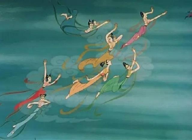 这还不算,动画中七仙女的形象是根据敦煌壁画飞天的形象设计,体现着