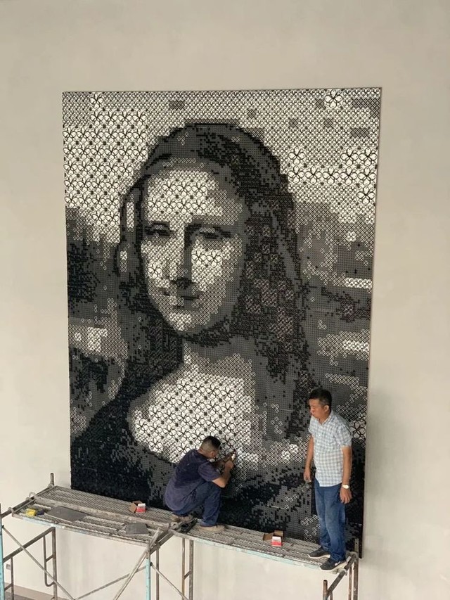 蒙娜丽莎最大3d打印像素画在上海展出
