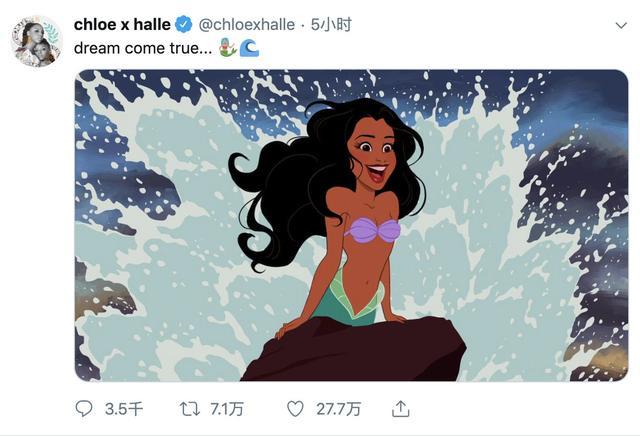 小美人鱼|迪士尼小美人鱼来了！20岁女星穿黑色鱼尾裙，这眼神绝了！