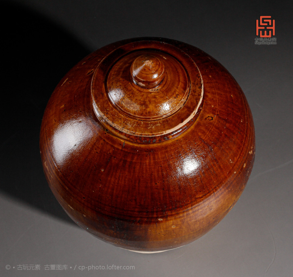 陶瓷|唐巩县窑褐釉盖罐