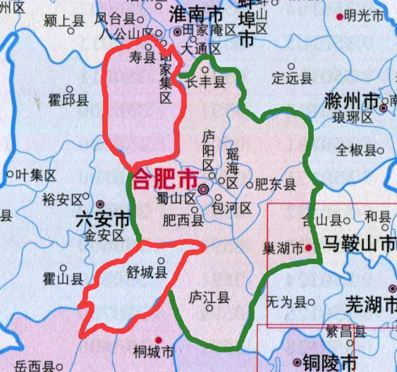 合肥向南并舒城还是向北合寿春