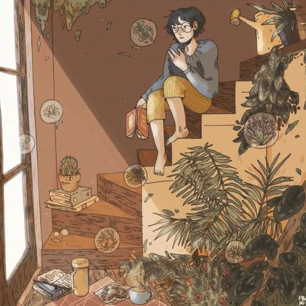 插画|【插画欣赏】人物和场景结合的相当美的一组画面，很有意境！