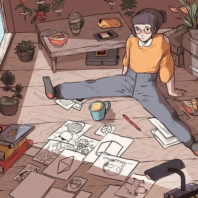 插画|【插画欣赏】人物和场景结合的相当美的一组画面，很有意境！