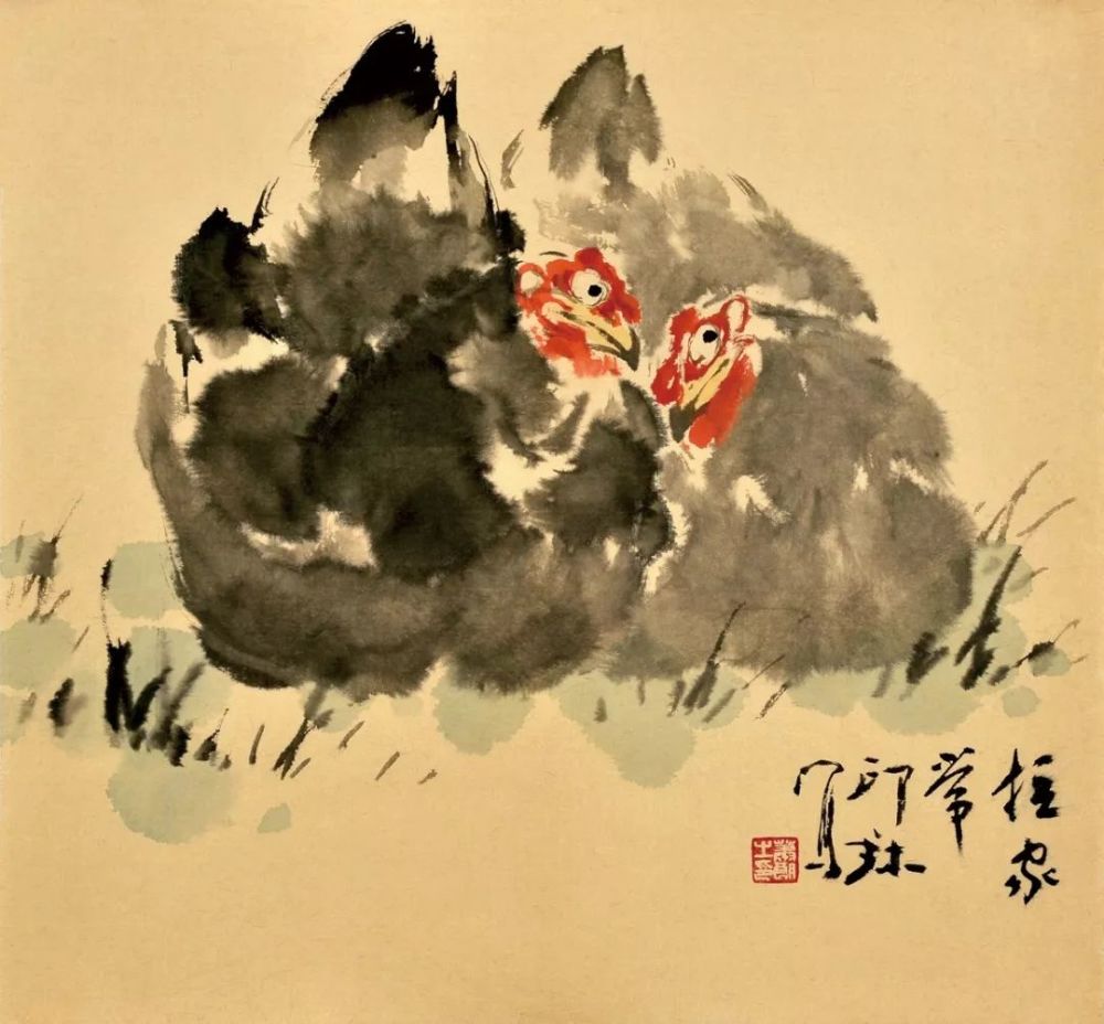 没骨画鸡好可爱