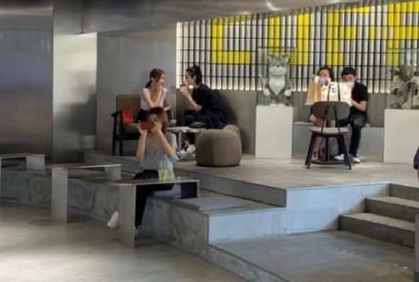 奚梦瑶|奚梦瑶与闺蜜上海逛街：打扮时尚，随意坐花坛边十分接地气