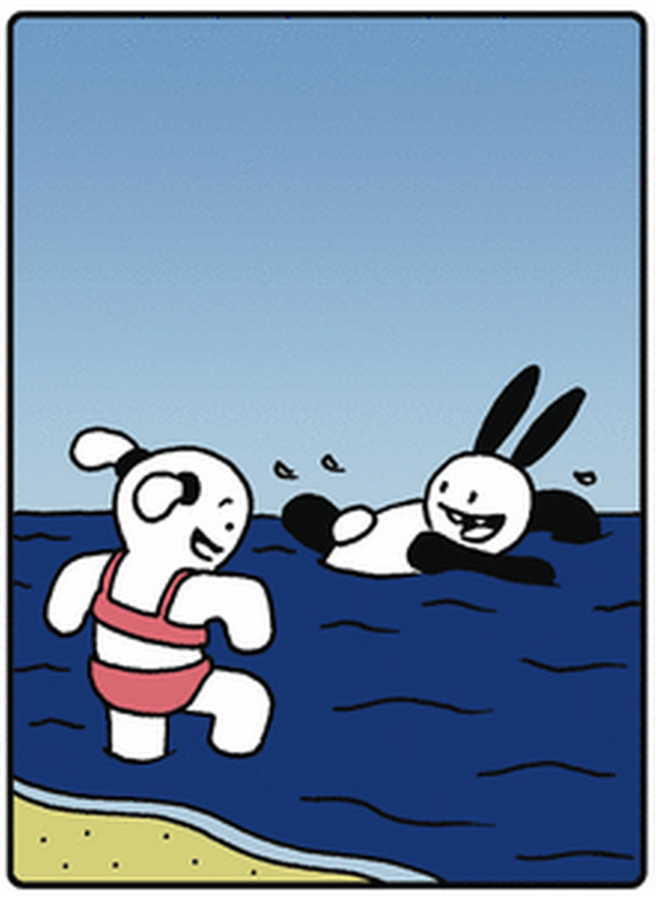 奇趣漫画:兔子在海里没发现鲨鱼,结果这次鲨鱼在沙滩上打猎