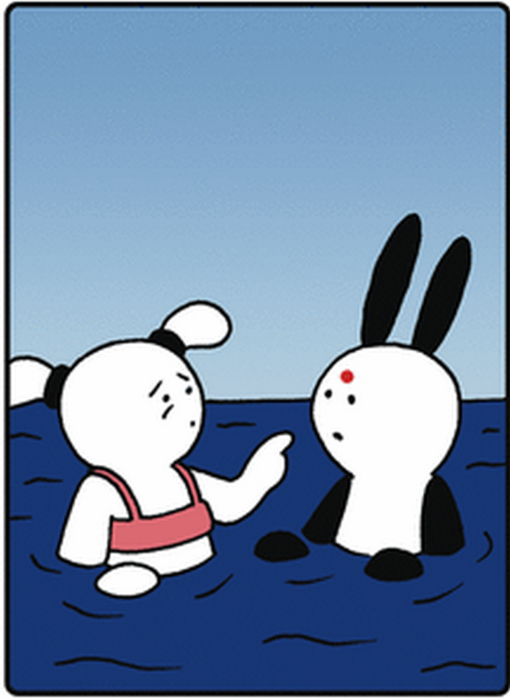 奇趣漫画:兔子在海里没发现鲨鱼,结果这次鲨鱼在沙滩上打猎