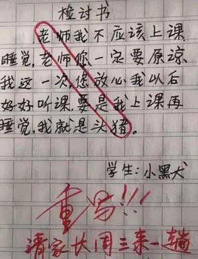 小学生被罚写检讨 字里行间看似真诚反省 班主任 认真你就输了 腾讯新闻