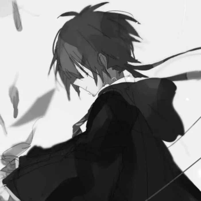 懂事的人连崩溃都会选好时间动漫男头黑白伤感