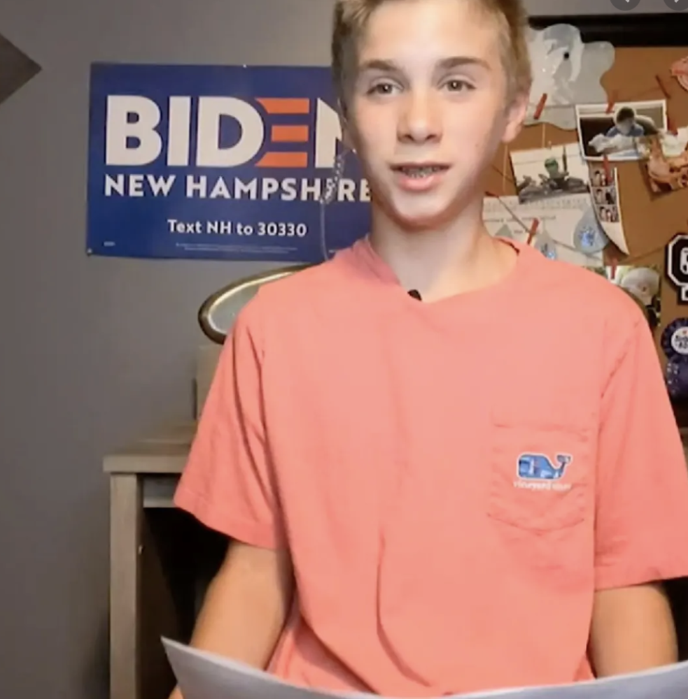 布雷登·哈林顿|民主党闭幕大会上，13岁男孩发表感人演讲：拜登帮助我克服口吃