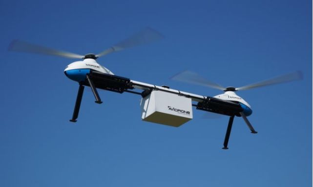 avidrone采用独特双旋翼设计的无人机进行货物配送