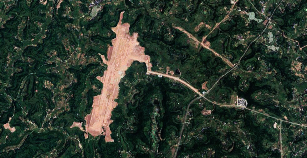 卫星上看四川遂宁市安居区变迁,20年前还是一个小镇