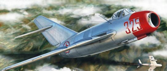 米格-15战斗机击落美军f-86的油画但是不甘心的美国空军于当天下午