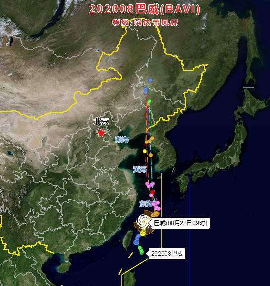 台风|超强台风预警：第8号台风“巴威”或将转向登陆我国东北，路径图