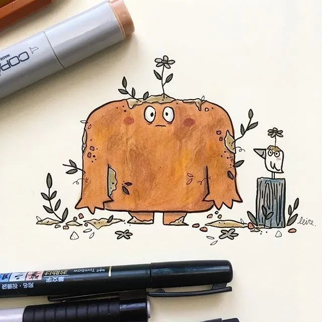 马克笔|超萌马克笔手绘，看完有种想画画的冲动！