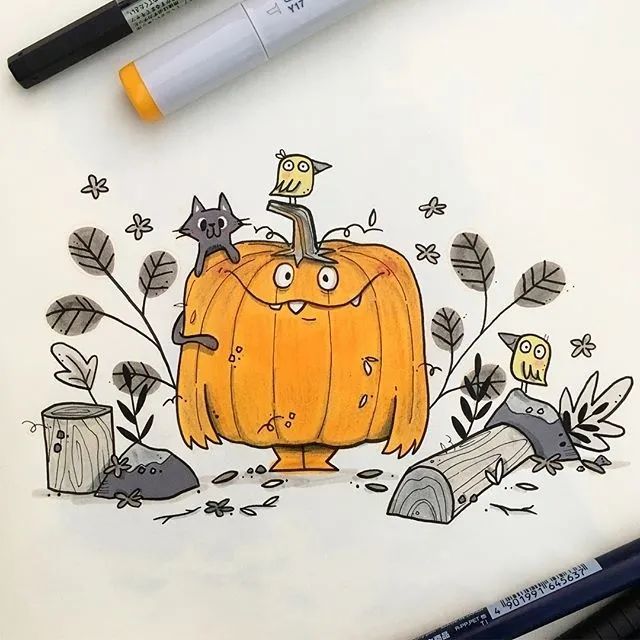 马克笔|超萌马克笔手绘，看完有种想画画的冲动！