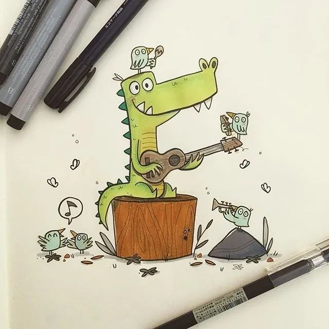 马克笔|超萌马克笔手绘，看完有种想画画的冲动！