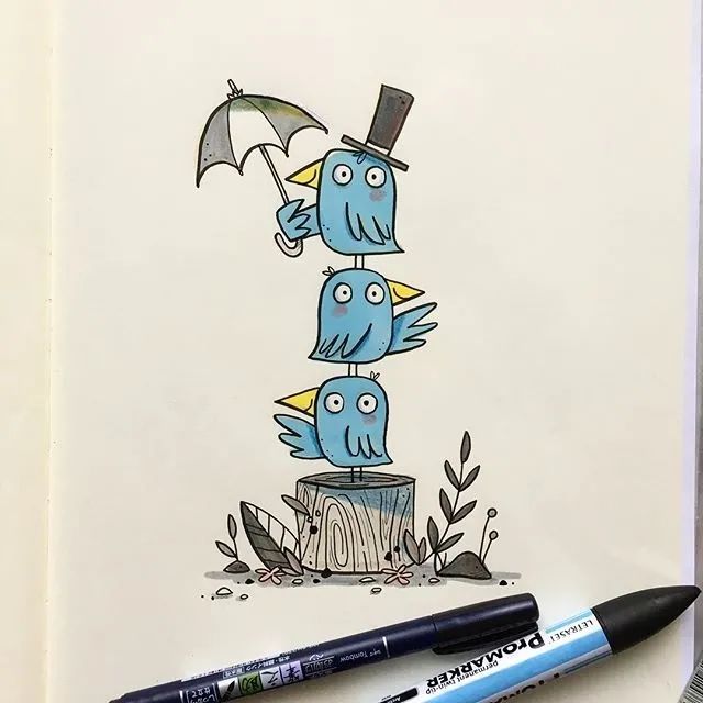 马克笔|超萌马克笔手绘，看完有种想画画的冲动！