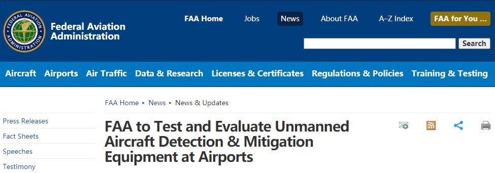 联邦航空局宣布，今年将开始测试无人驾驶航空系统