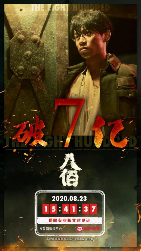 八佰|八佰票房破7亿，猫眼评分9.2，预测票房19.8亿
