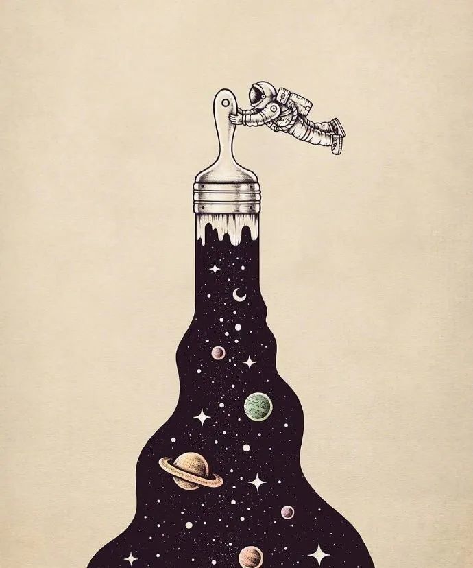 internet脑洞大开的创意图形~宇航员——shou hui painting手绘绘画