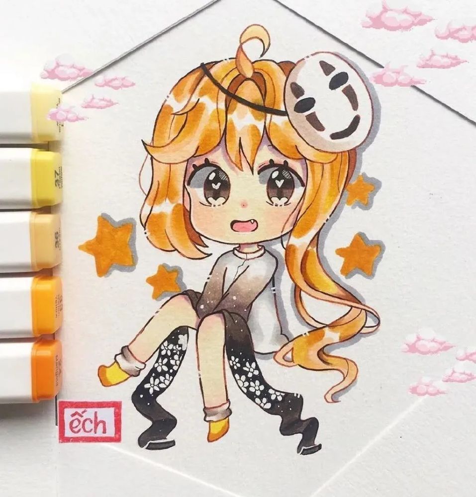 超q版的卡通动漫马克笔手绘少女心都要被萌化啦