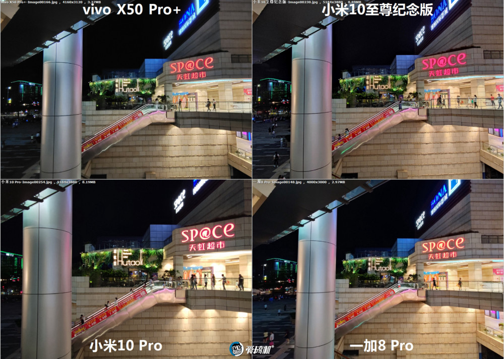 超广角镜头,灯光场景,中央放大 光线变差之后,小米10 pro的像素优势会