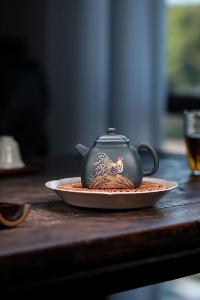 【西云堂】墨绿泥(泥绘)·坦然四方·150cc