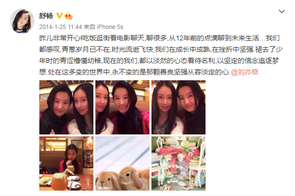 舒畅为刘亦菲庆生-WordPress极简博客