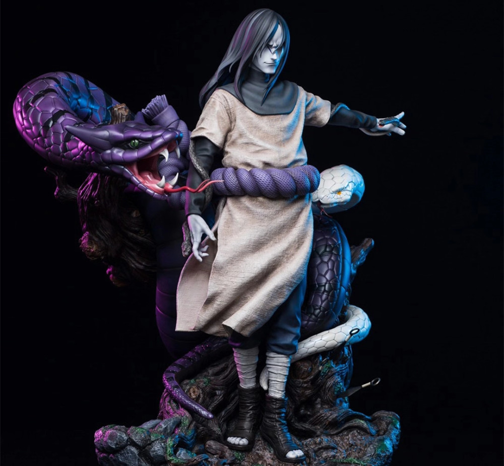 火影大蛇丸双通灵兽手办万蛇瞳孔栩栩如生白磷大蛇造型亮眼